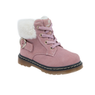 מגפון עור בשילוב פרווה אלפנטן - ורוד-עתיק