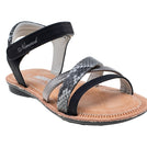 סנדלים פסים אלכסוניים - שחור-נחש