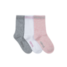 מארז 3 גרביים בנות - אפור-ורוד